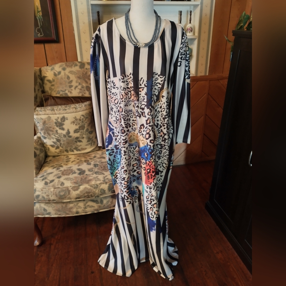 SHEIN Black and White Striped Maxi Dress
